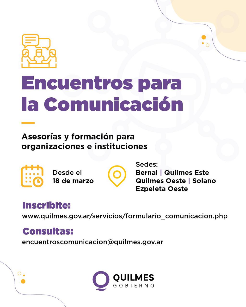  ENCUENTROS DE ASESORÍAS, FORMACIÓN Y PRODUCCIÓN PARA LA COMUNICACIÓN