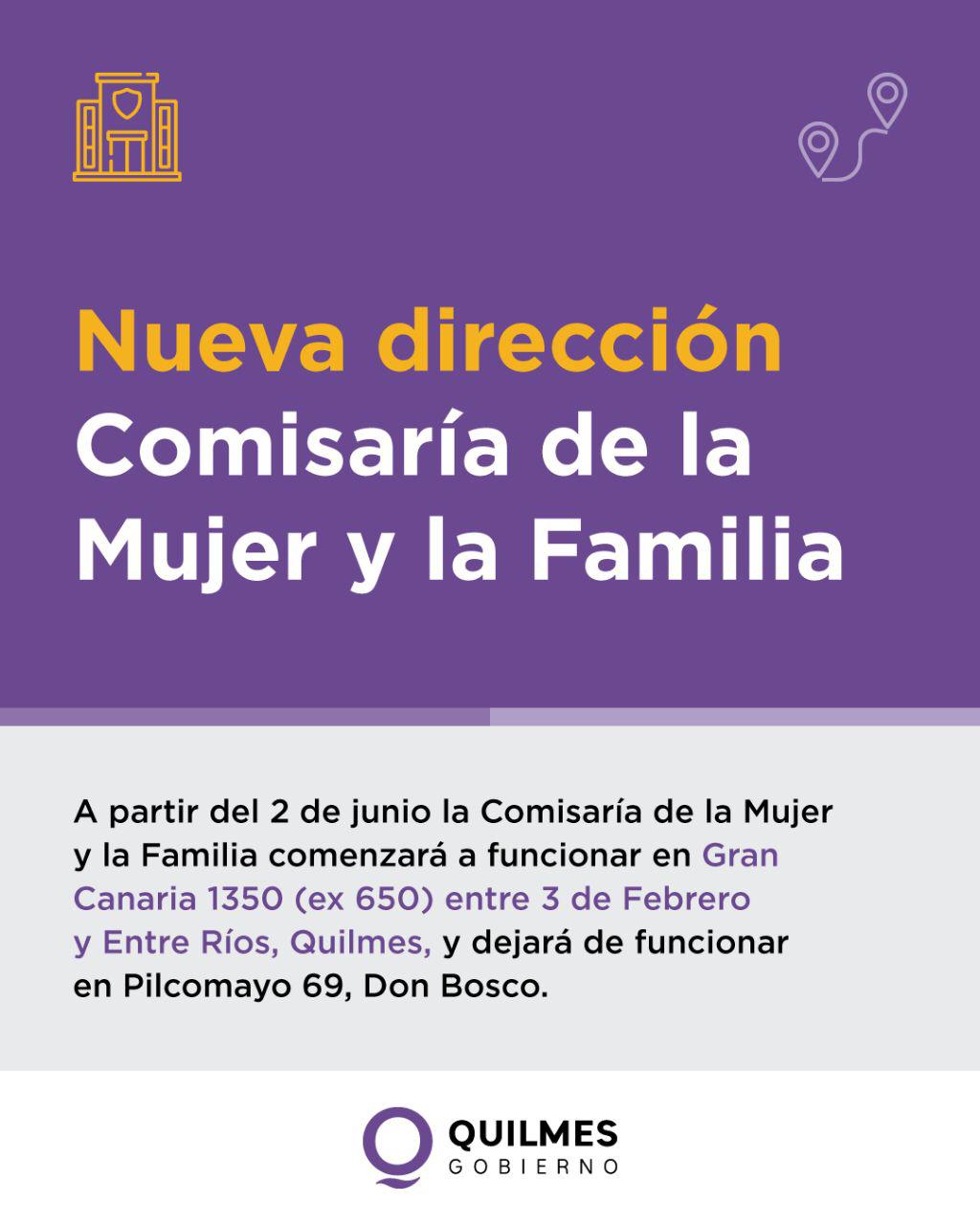 NUEVA DIRECCIÓN DE LA COMISARÍA DE LA MUJER Y LA FAMILIA