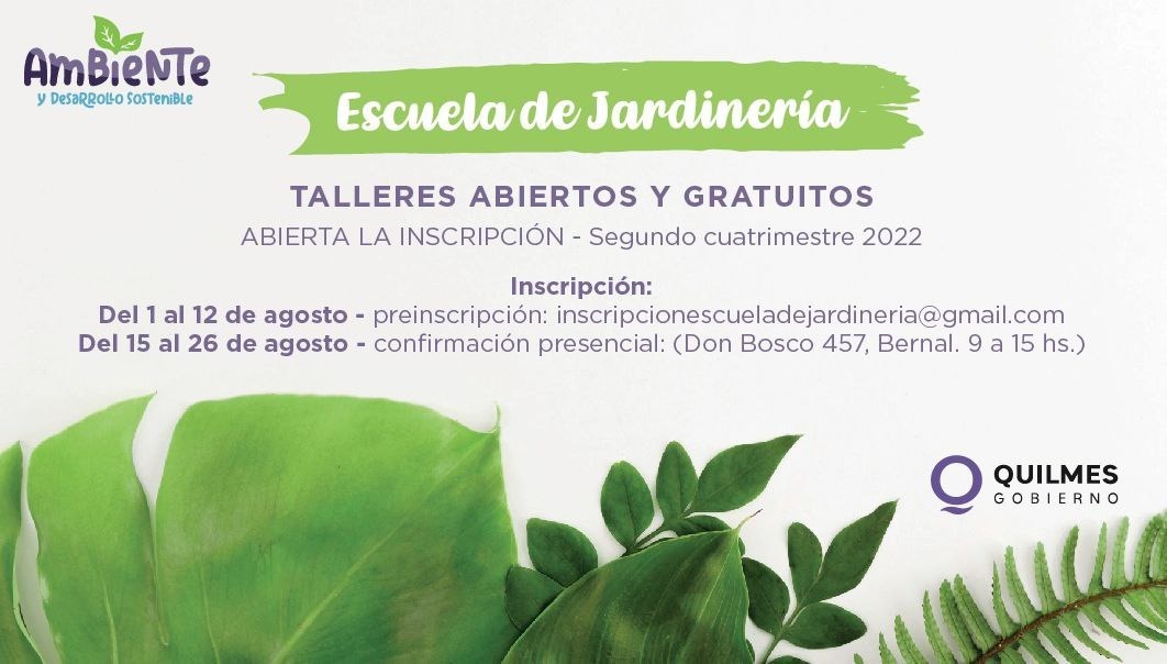 COMIENZAN LAS INSCRIPCIONES AL 2° CUATRIMESTRE DE TALLERES JARDINERÍA 