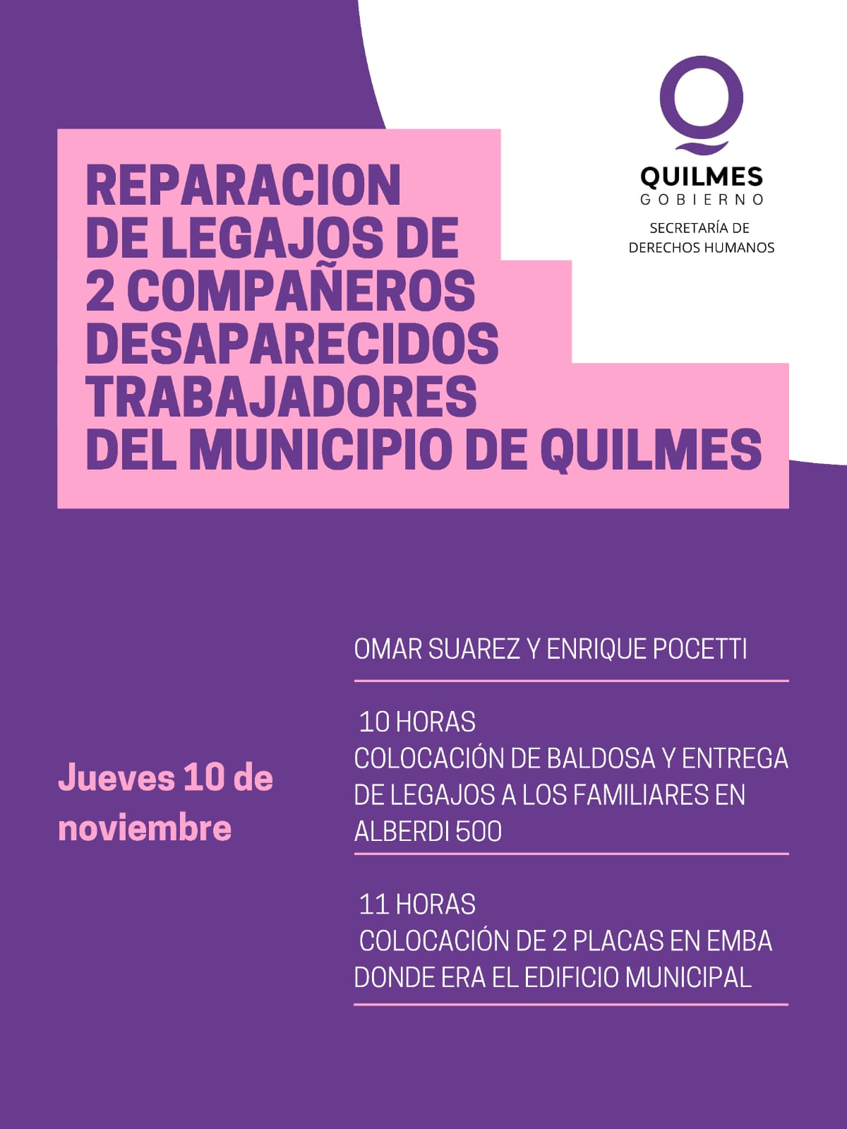 EL MUNICIPIO ENTREGARÁ LEGAJOS DE TRABAJADORES DESAPARECIDOS A SUS FAMILIAS