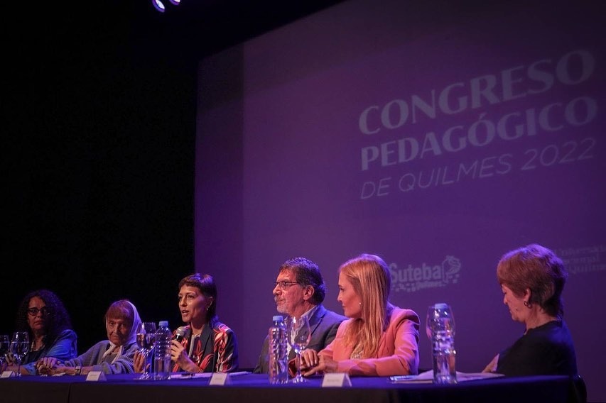 MAYRA CON GVIRTZ Y SILEONI EN INICIO DEL CONGRESO PEDAGÓGICO QUILMES 2022