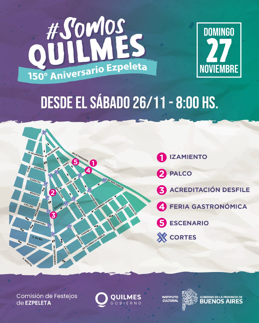  HABRÁ CORTES DE CALLE POR EL 150º ANIVERSARIO DE EZPELETA
