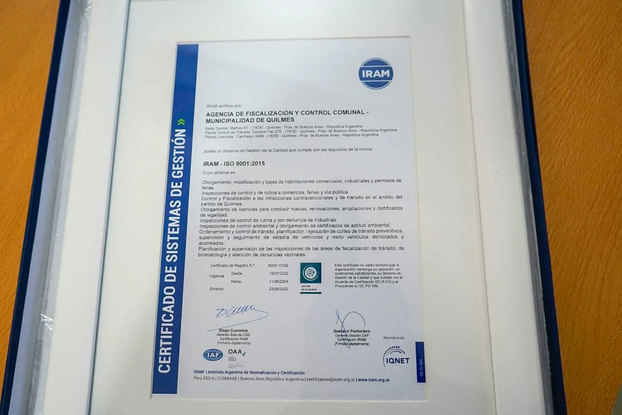 LA AFyCC RECIBIÓ LA CERTIFICACIÓN DEL SISTEMA DE GESTIÓN DE CALIDAD 