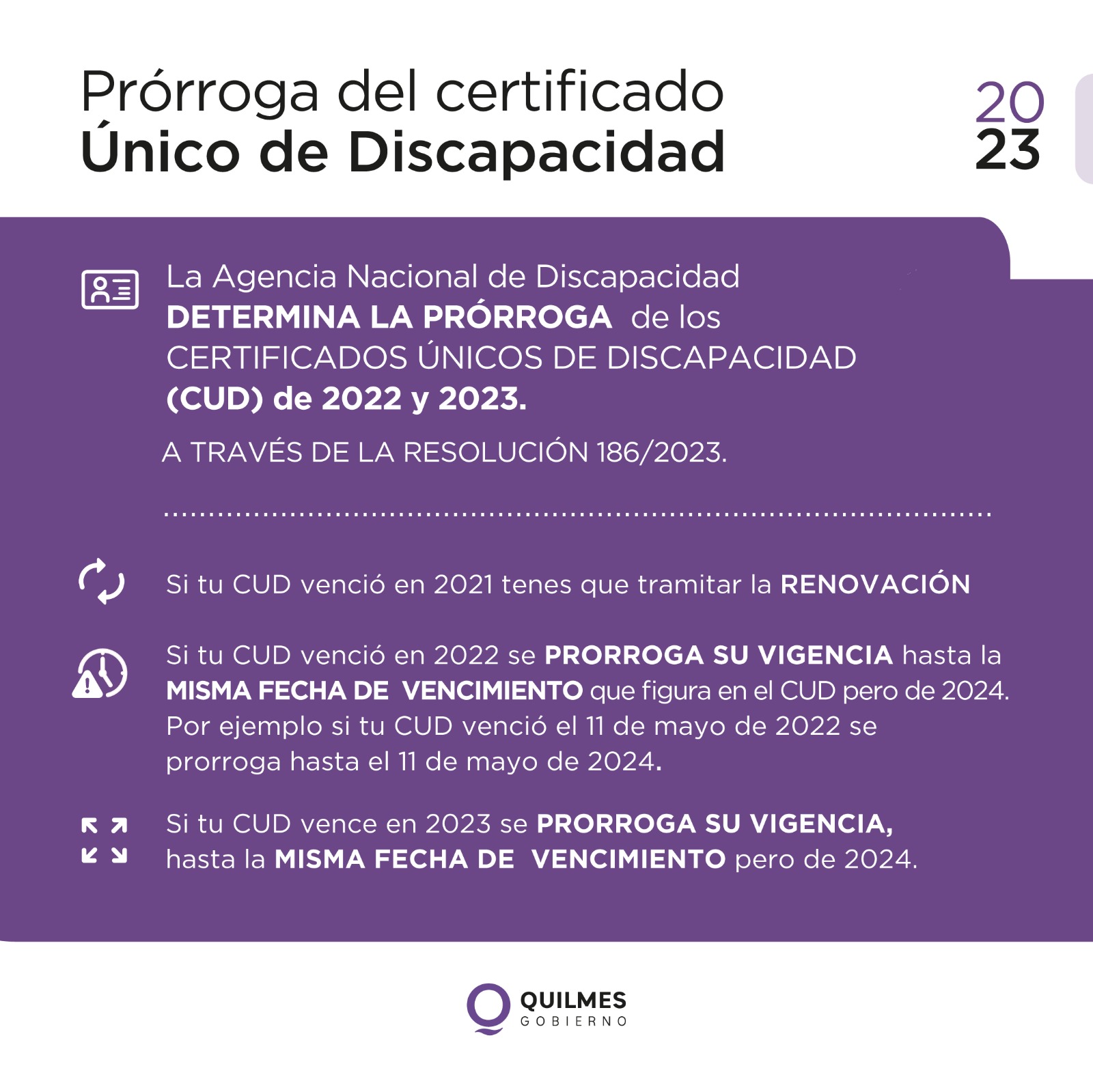 PRÓRROGAS Y VENCIMIENTOS DEL CERTIFICADO ÚNICO DE DISCAPACIDAD