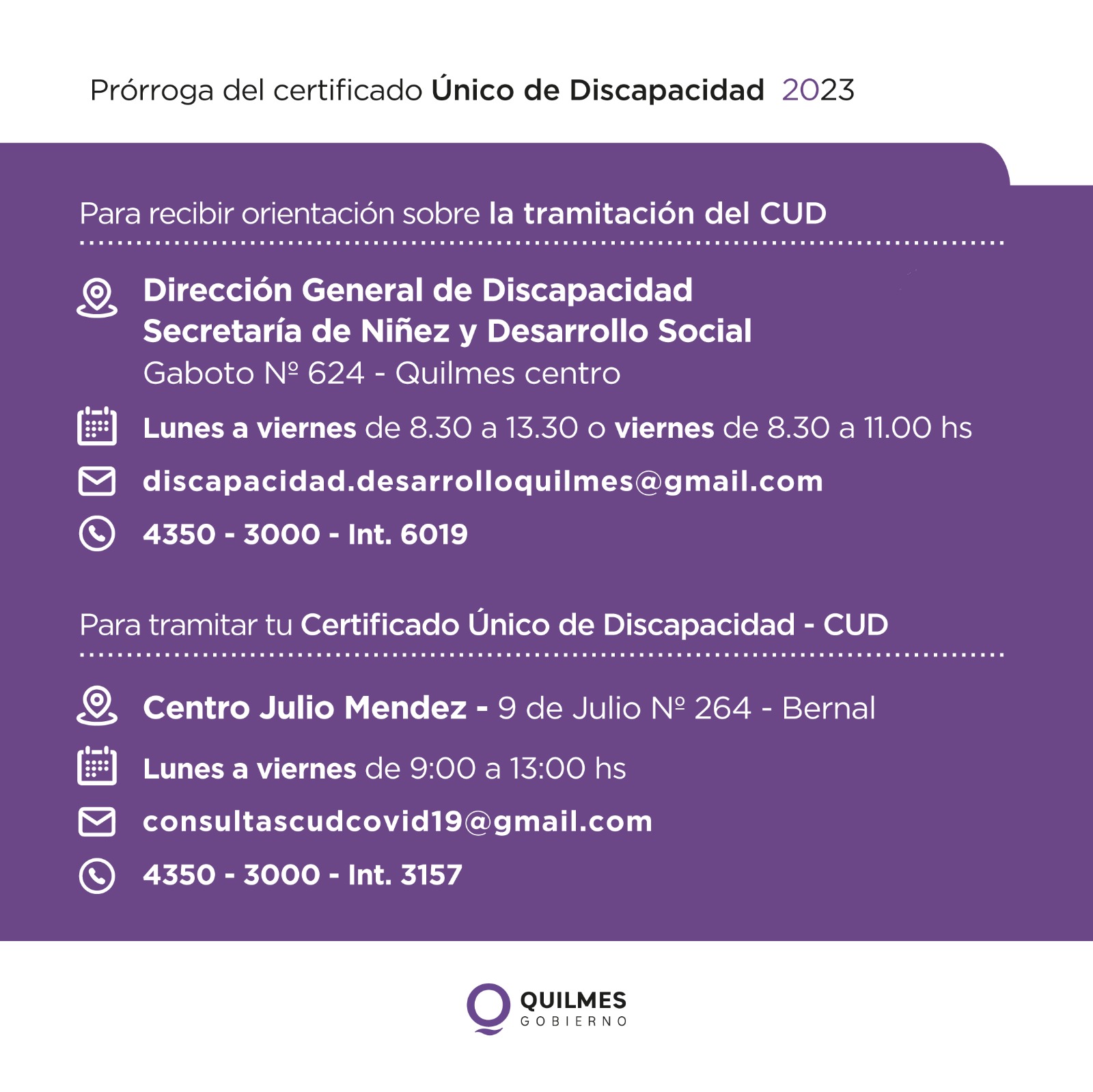 PRÓRROGAS Y VENCIMIENTOS DEL CERTIFICADO ÚNICO DE DISCAPACIDAD