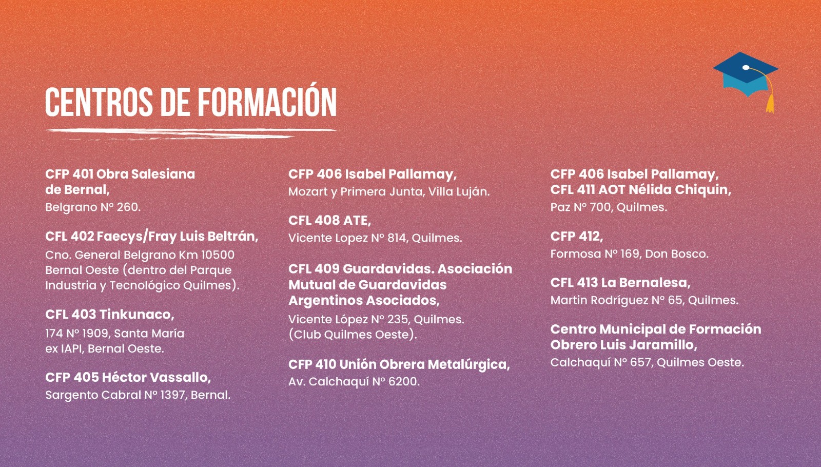 SE ABRE LA INSCRIPCIÓN A CURSOS DE FORMACIÓN PROFESIONAL Y CAPACITACIÓN
