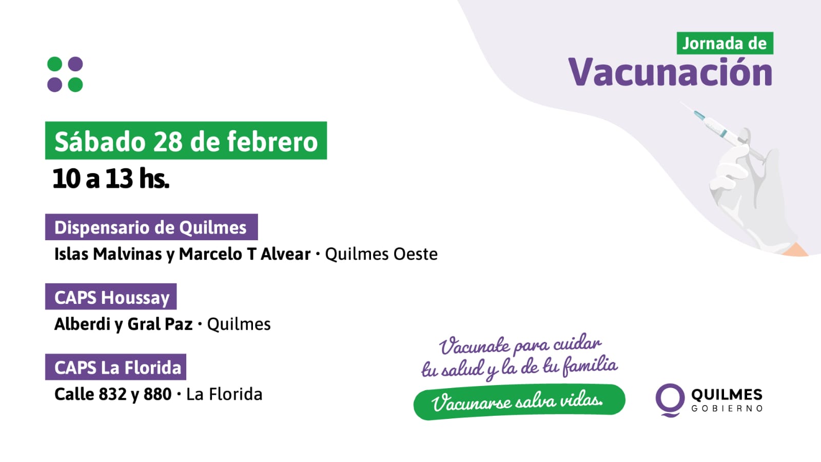 JORNADAS DE VACUNACIÓN DEL CALENDARIO OBLIGATORIO PARA NIÑOS Y NIÑAS