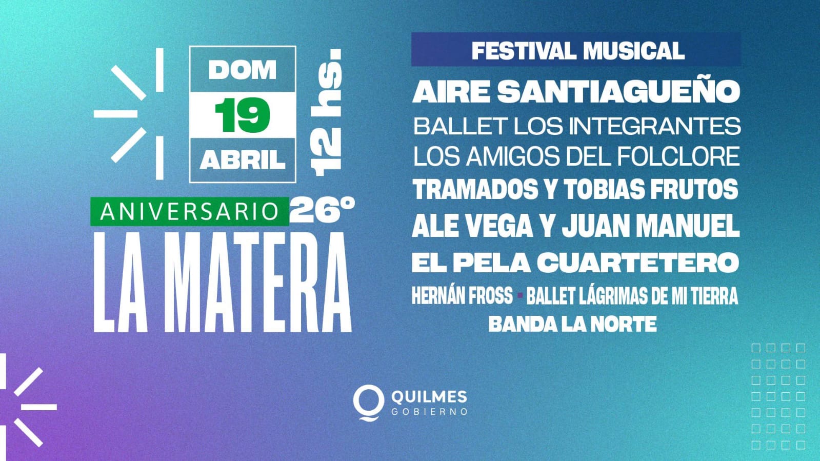 LLEGA EL 26º ANIVERSARIO DE LA MATERA CON UNA NUEVA EDICIÓN DEL FESTIVAL 