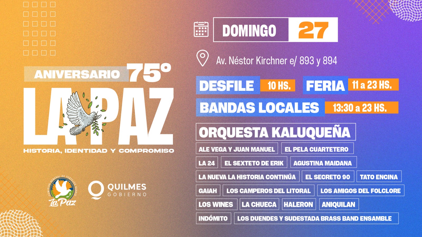SE VIENE EL 75º ANIVERSARIO DE LA PAZ, CON DESFILES, FERIAS Y MUSICA